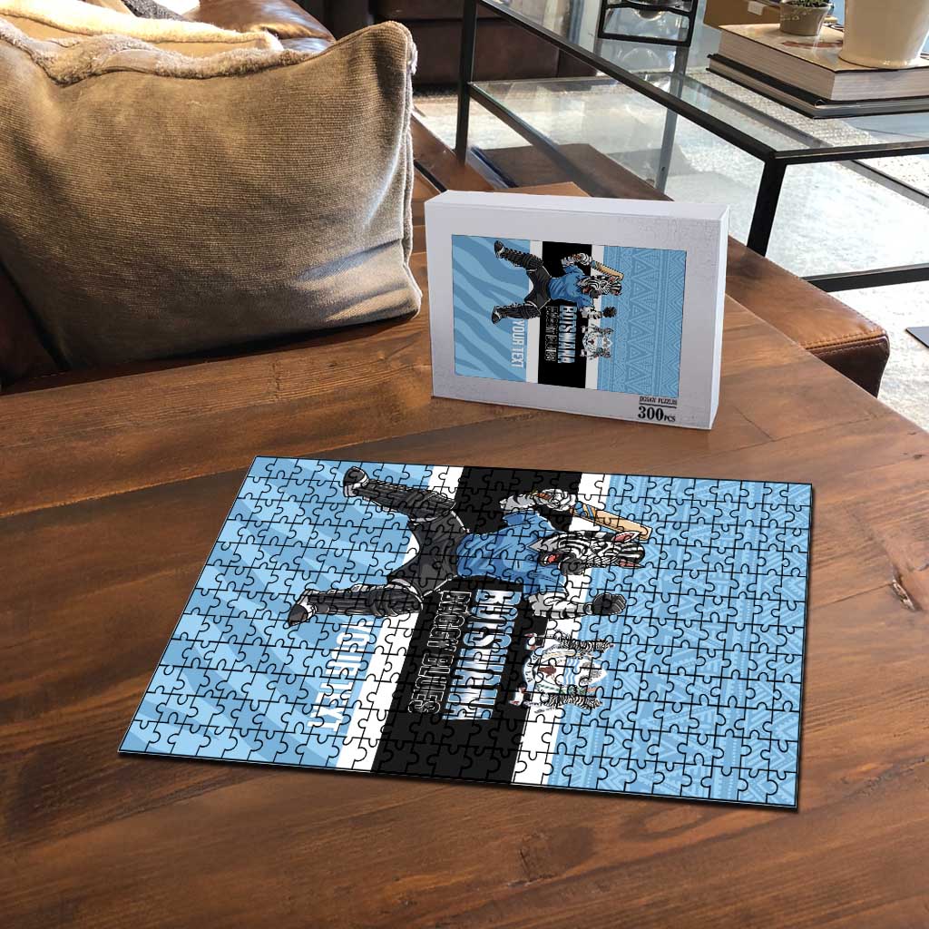 Custom Botswana Cricket Puzzle Go Baggy Blues Zebra Mascot