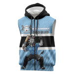 Afro Cricket Botswana Custom Sleeveless Zip Hoodie Go Baggy Blues Zebra Mascot - African Pride