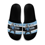 Custom Botswana Cricket Slide Sandals Go Baggy Blues Zebra Mascot