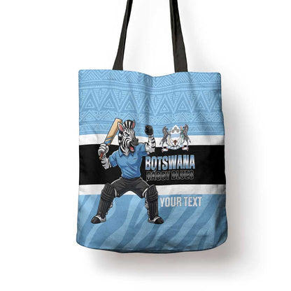 Custom Botswana Cricket Tote Bag Go Baggy Blues Zebra Mascot