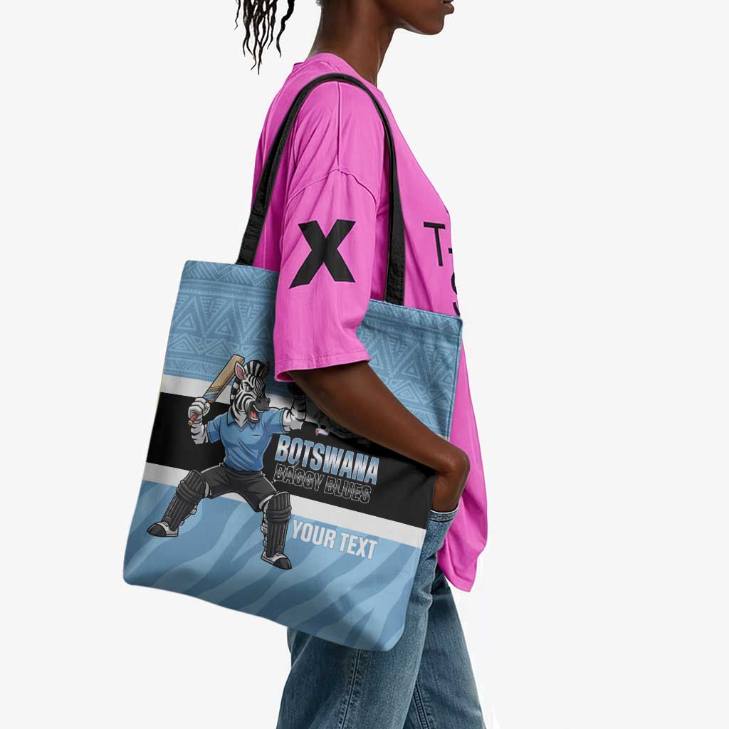Custom Botswana Cricket Tote Bag Go Baggy Blues Zebra Mascot