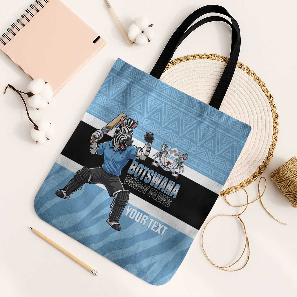 Custom Botswana Cricket Tote Bag Go Baggy Blues Zebra Mascot