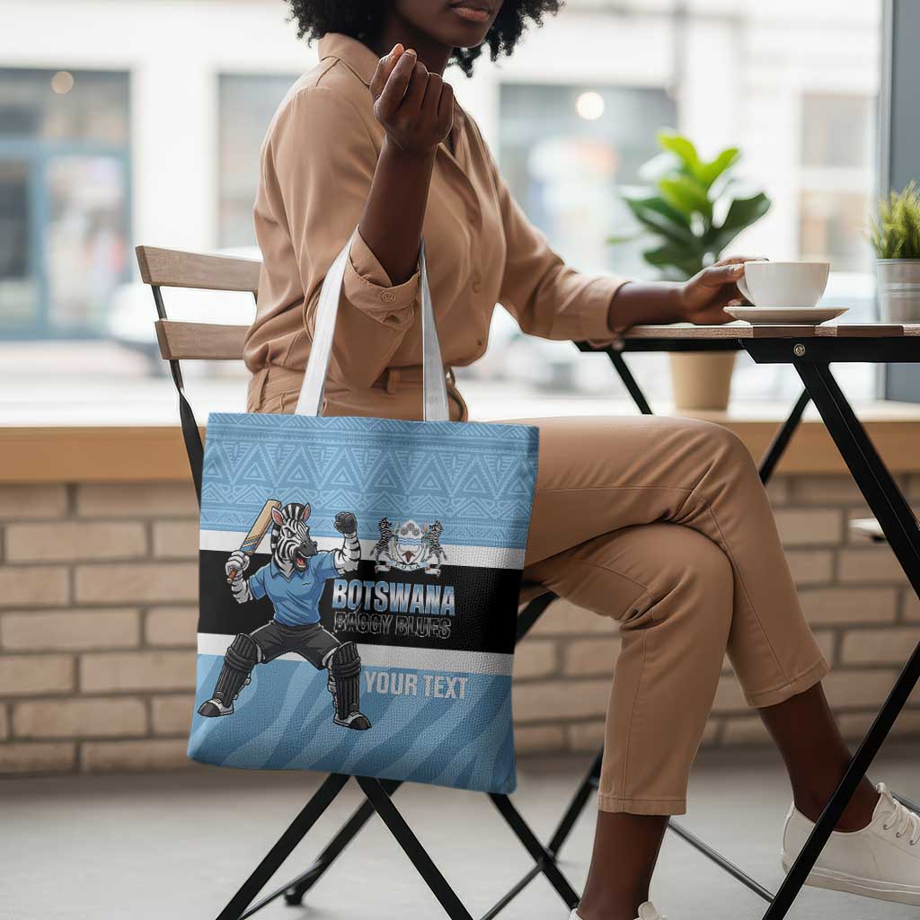 Custom Botswana Cricket Tote Bag Go Baggy Blues Zebra Mascot