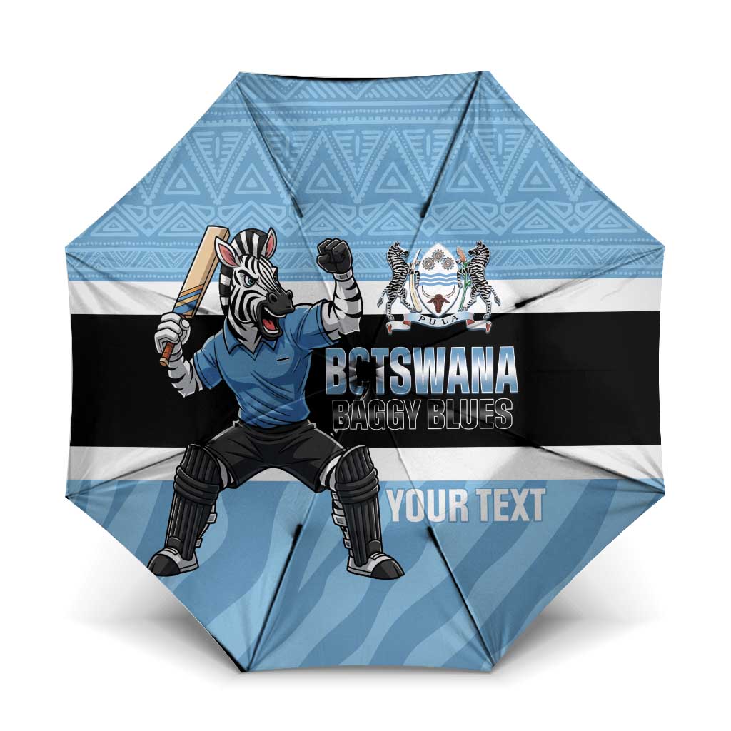 Custom Botswana Cricket Umbrella Go Baggy Blues Zebra Mascot