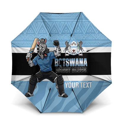 Custom Botswana Cricket Umbrella Go Baggy Blues Zebra Mascot