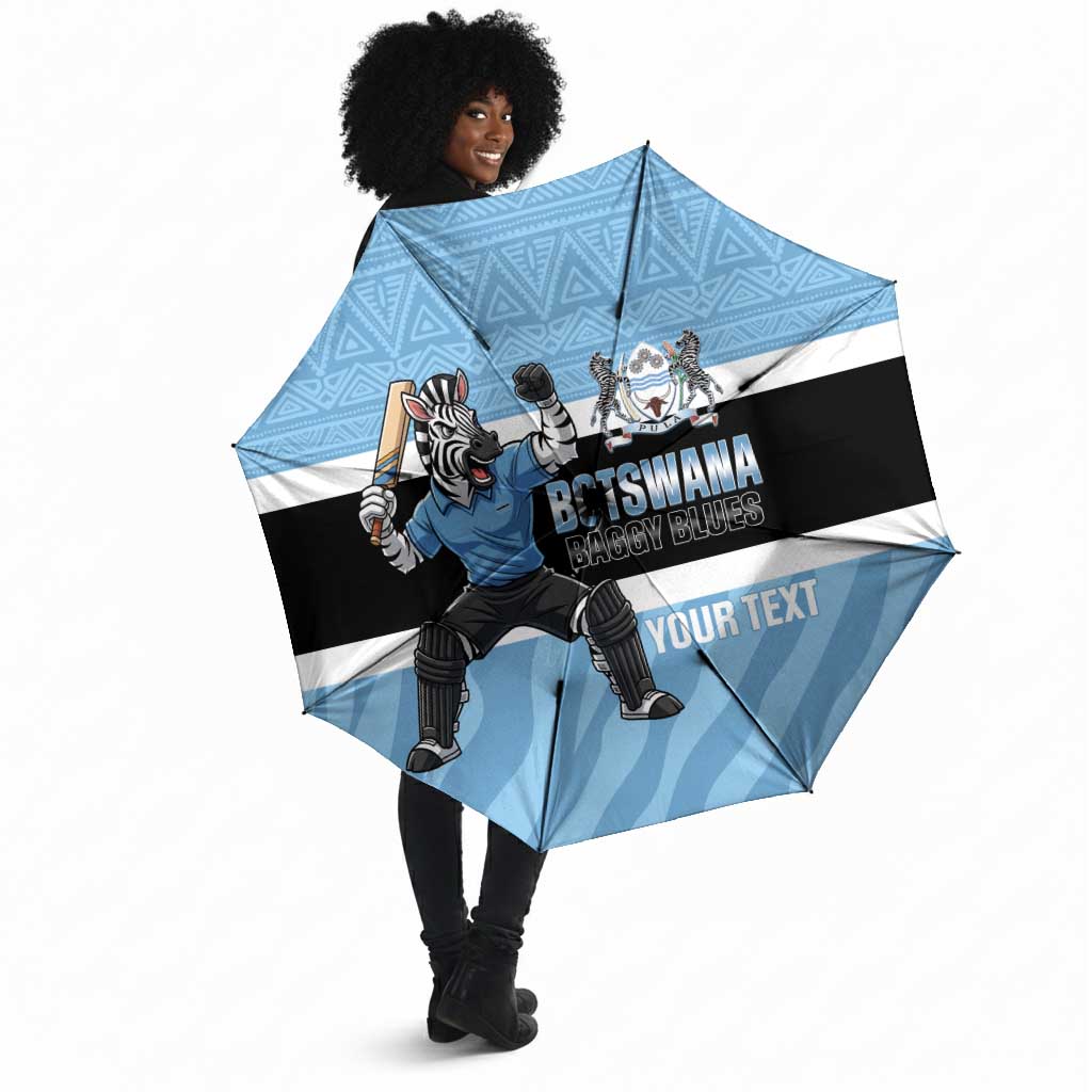 Custom Botswana Cricket Umbrella Go Baggy Blues Zebra Mascot
