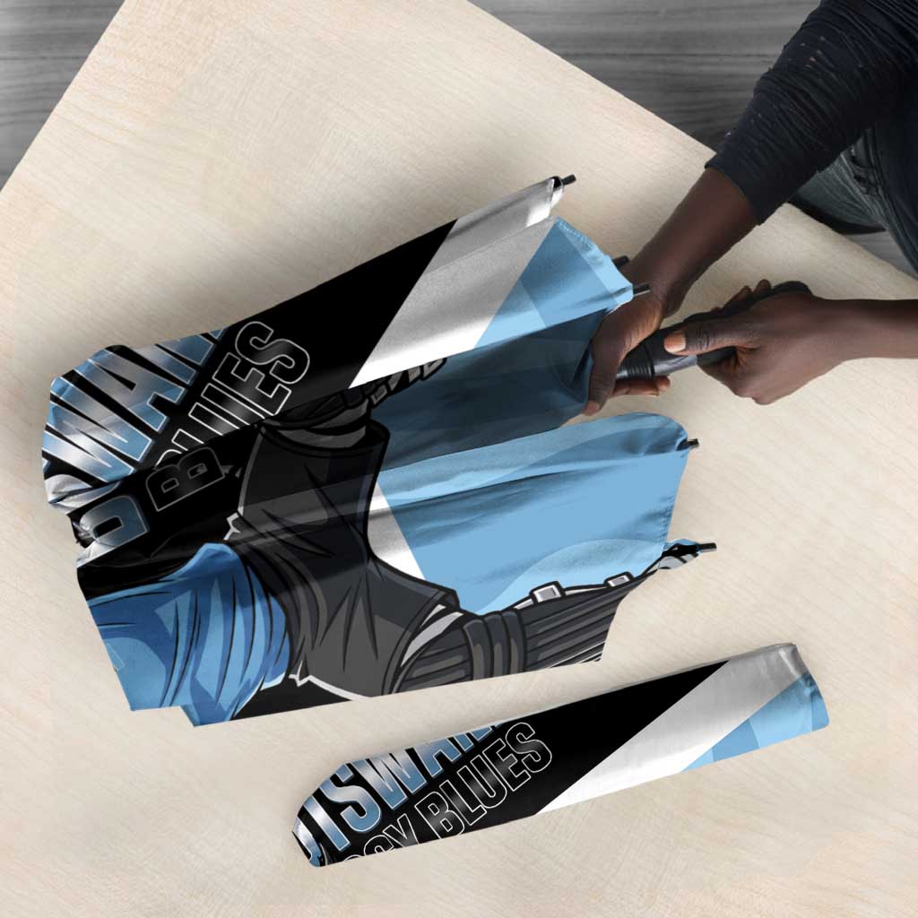 Custom Botswana Cricket Umbrella Go Baggy Blues Zebra Mascot