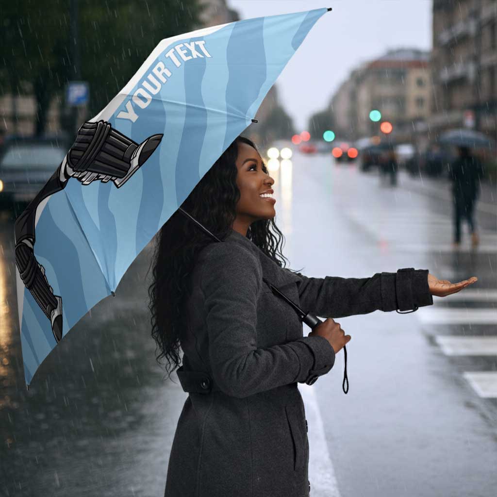 Custom Botswana Cricket Umbrella Go Baggy Blues Zebra Mascot