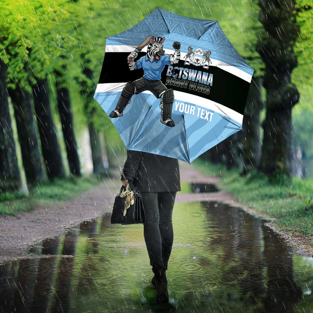Custom Botswana Cricket Umbrella Go Baggy Blues Zebra Mascot