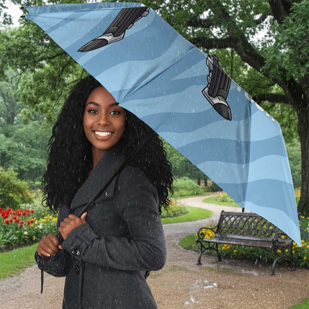 Custom Botswana Cricket Umbrella Go Baggy Blues Zebra Mascot