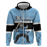 Afro Cricket Botswana Custom Zip Hoodie Go Baggy Blues Zebra Mascot - African Pride
