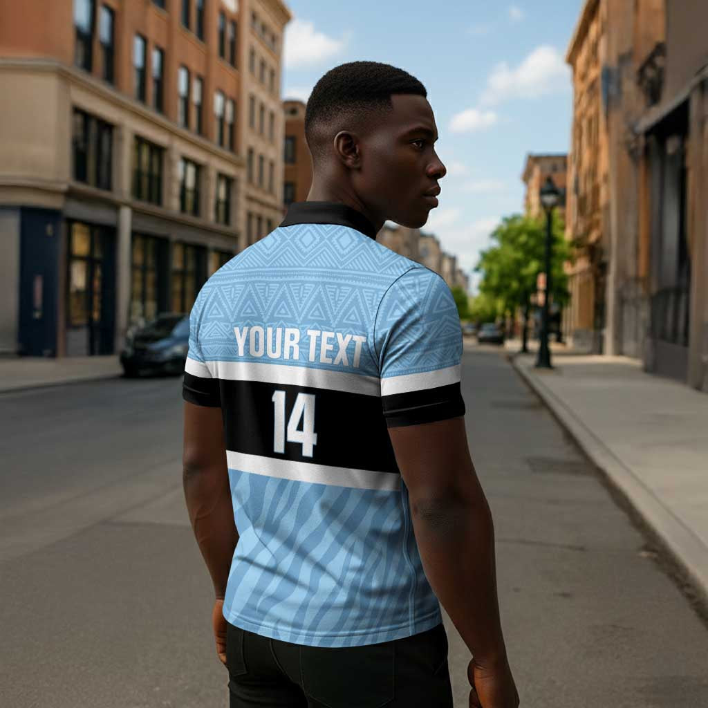 Custom Botswana Cricket Zipper Polo Shirt Go Baggy Blues Zebra Mascot