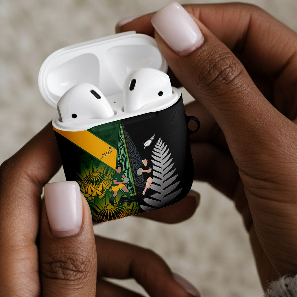 New Zealand and South Africa Rugby AirPods Case Ultimate Rivalry All Black Springboks