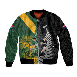 New Zealand and South Africa Rugby Custom Bomber Jacket Ultimate Rivalry All Black Springboks