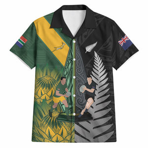 New Zealand and South Africa Rugby Custom Hawaiian Shirt Ultimate Rivalry All Black Springboks