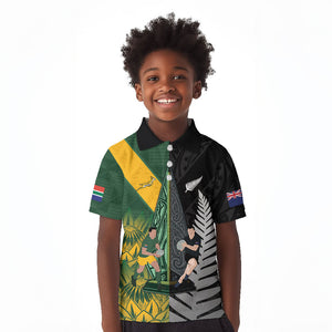 New Zealand and South Africa Rugby Custom Kid Polo Shirt Ultimate Rivalry All Black Springboks