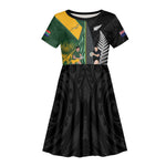 New Zealand and South Africa Rugby Custom Kid Short Sleeve Dress Ultimate Rivalry All Black Springboks