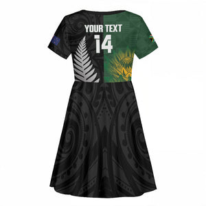 New Zealand and South Africa Rugby Custom Kid Short Sleeve Dress Ultimate Rivalry All Black Springboks