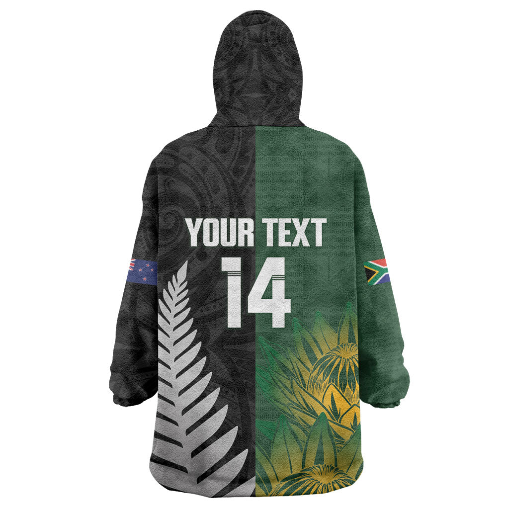 New Zealand and South Africa Rugby Custom Kid Wearable Blanket Hoodie Ultimate Rivalry All Black Springboks