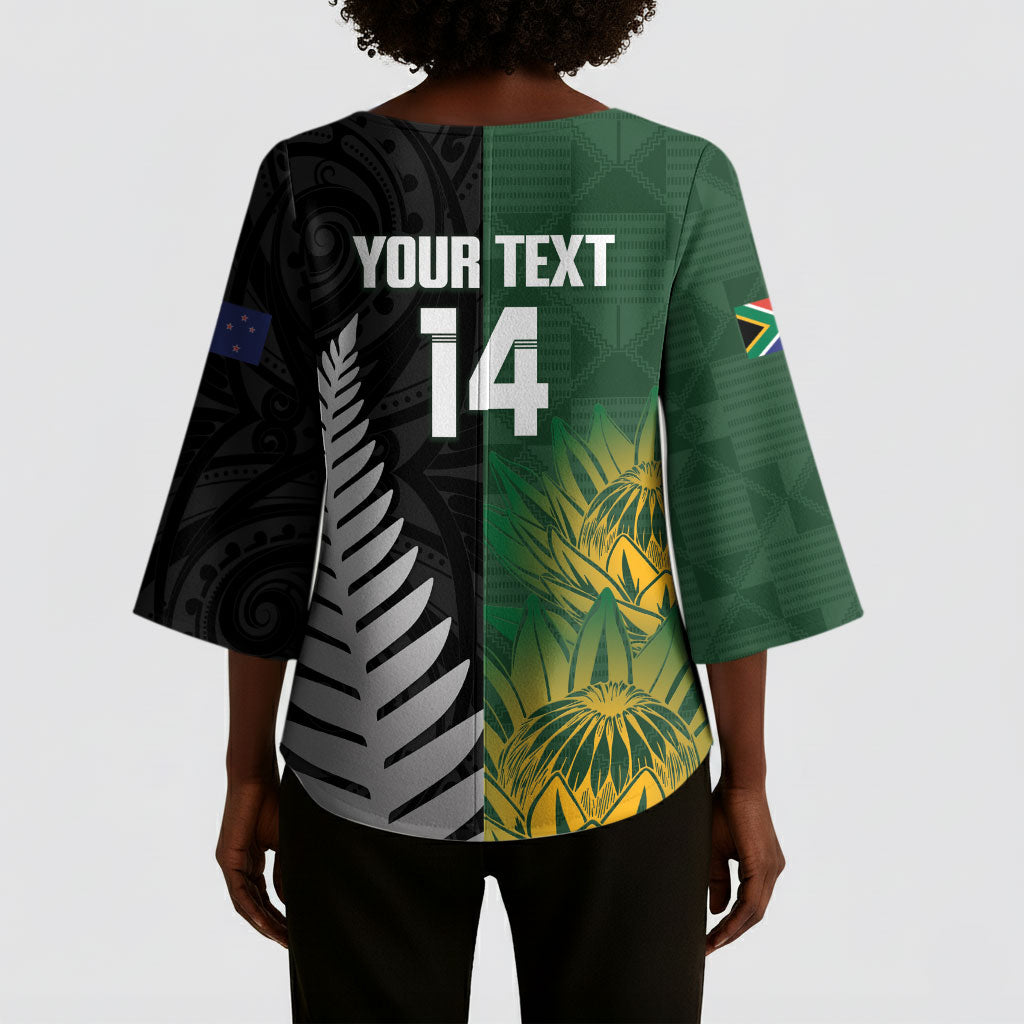 New Zealand and South Africa Rugby Custom Kimono Sleeve Blouse Ultimate Rivalry All Black Springboks