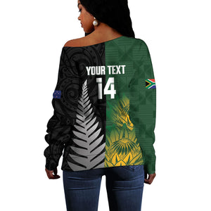 New Zealand and South Africa Rugby Custom Off Shoulder Sweater Ultimate Rivalry All Black Springboks