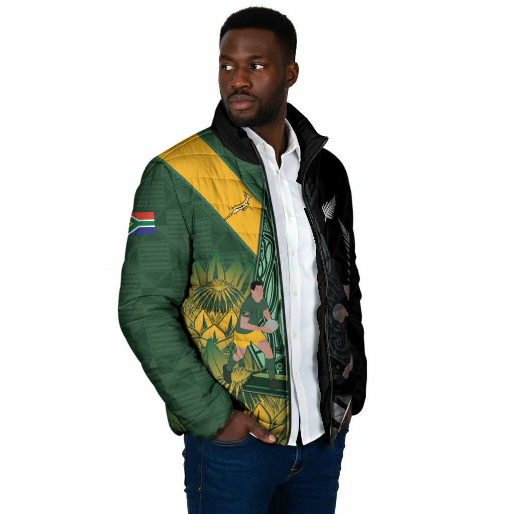 New Zealand and South Africa Rugby Custom Padded Jacket Ultimate Rivalry All Black Springboks