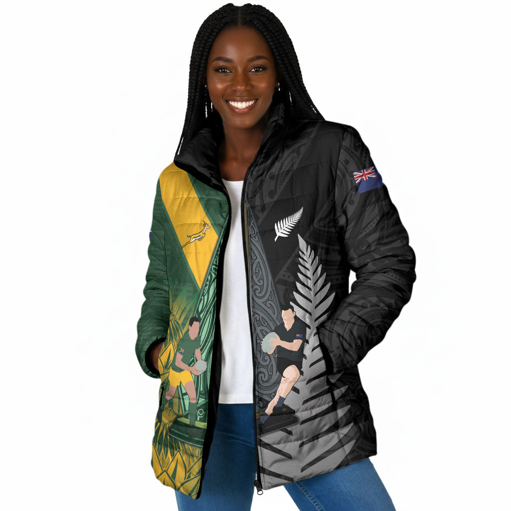 New Zealand and South Africa Rugby Custom Padded Jacket Ultimate Rivalry All Black Springboks