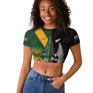 New Zealand and South Africa Rugby Custom Raglan Cropped T shirt Ultimate Rivalry All Black Springboks