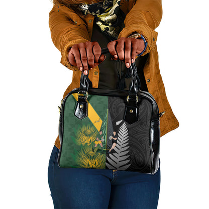 New Zealand and South Africa Rugby Shoulder Handbag Ultimate Rivalry All Black Springboks