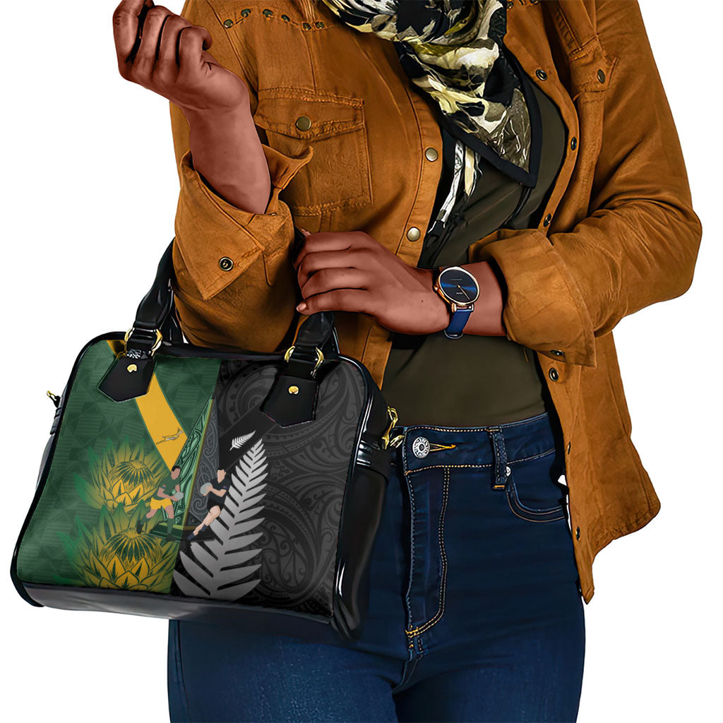 New Zealand and South Africa Rugby Shoulder Handbag Ultimate Rivalry All Black Springboks
