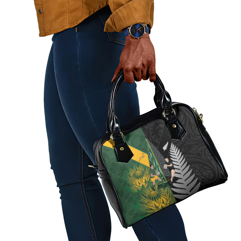 New Zealand and South Africa Rugby Shoulder Handbag Ultimate Rivalry All Black Springboks