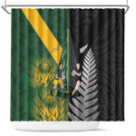 New Zealand and South Africa Rugby Shower Curtain Ultimate Rivalry All Black Springboks