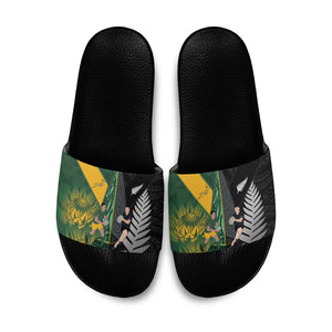 New Zealand and South Africa Rugby Slide Sandals Ultimate Rivalry All Black Springboks