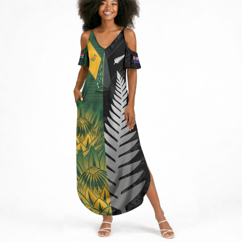 New Zealand and South Africa Rugby Custom Summer Maxi Dress Ultimate Rivalry All Black Springboks
