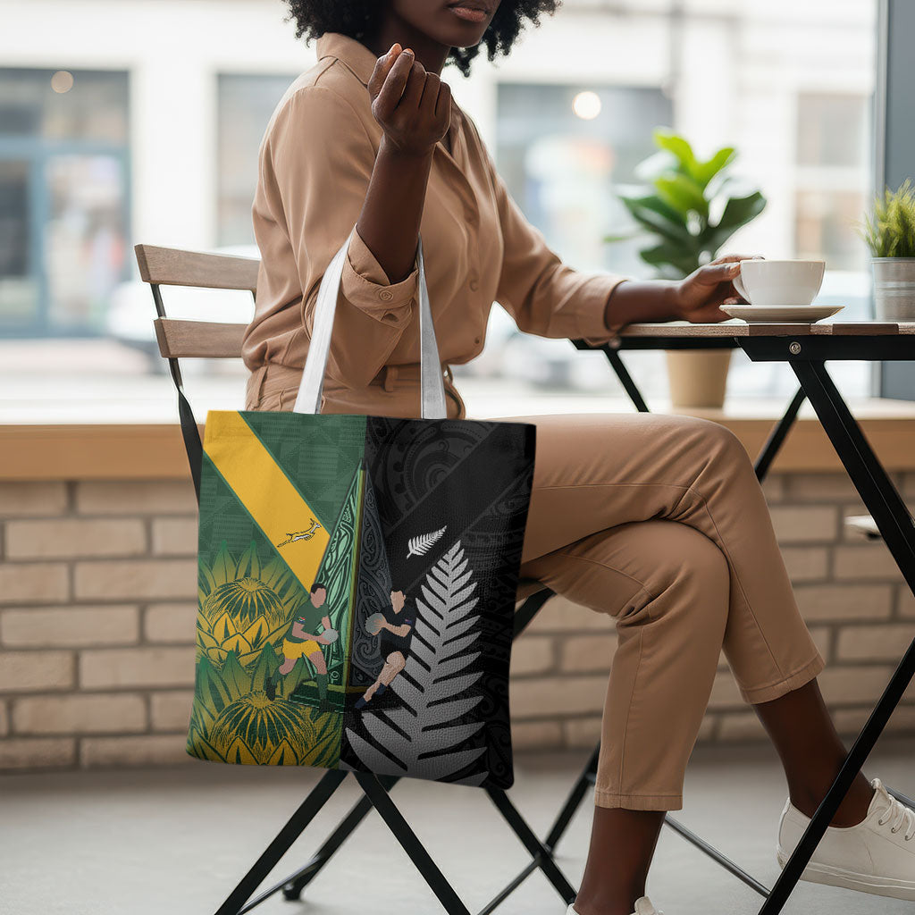New Zealand and South Africa Rugby Tote Bag Ultimate Rivalry All Black Springboks