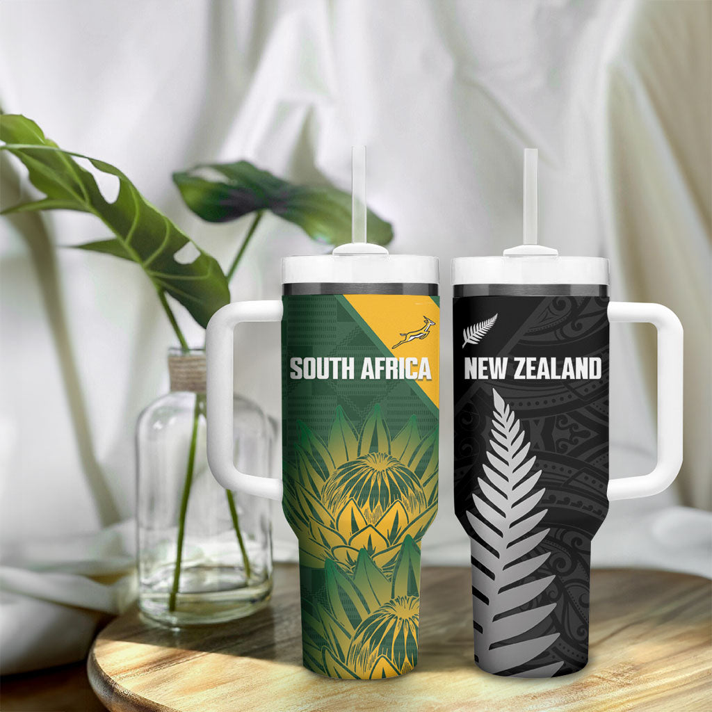 New Zealand and South Africa Rugby Tumbler With Handle Ultimate Rivalry All Black Springboks