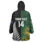 New Zealand and South Africa Rugby Custom Wearable Blanket Hoodie Ultimate Rivalry All Black Springboks