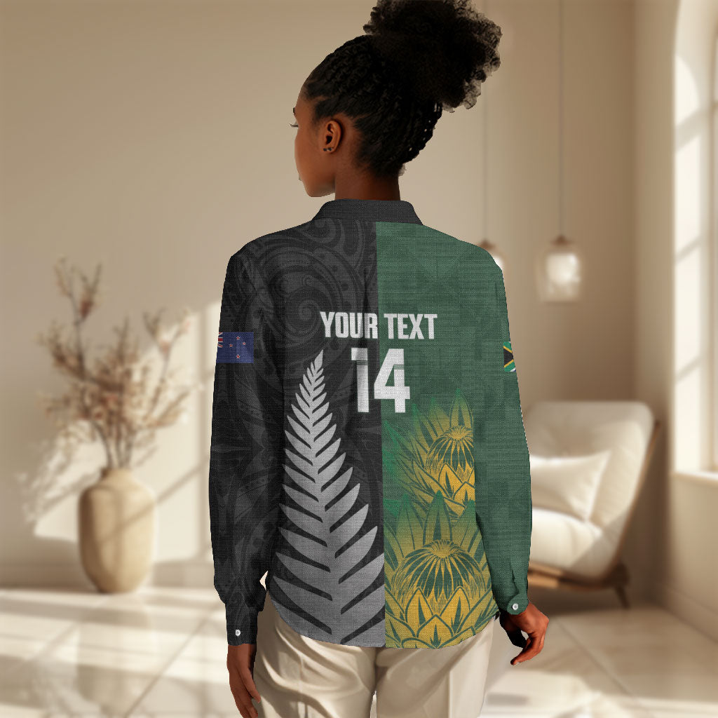 New Zealand and South Africa Rugby Custom Women Casual Shirt Ultimate Rivalry All Black Springboks