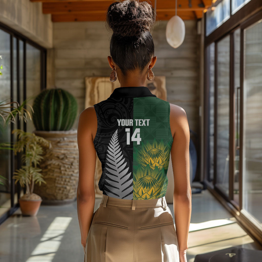 New Zealand and South Africa Rugby Custom Women Sleeveless Polo Shirt Ultimate Rivalry All Black Springboks