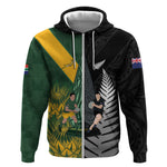 New Zealand and South Africa Rugby Custom Zip Hoodie Ultimate Rivalry All Black Springboks