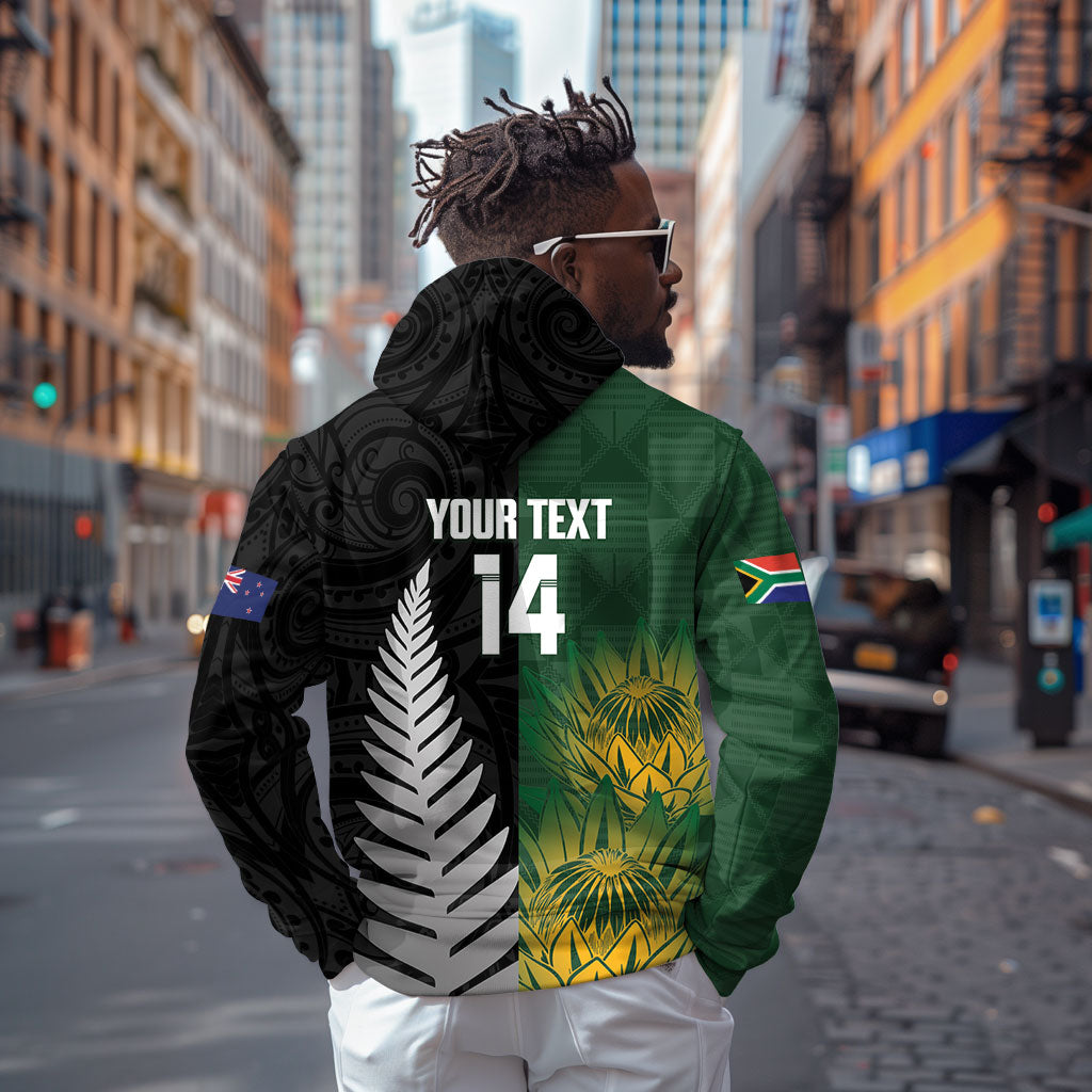 New Zealand and South Africa Rugby Custom Zip Hoodie Ultimate Rivalry All Black Springboks