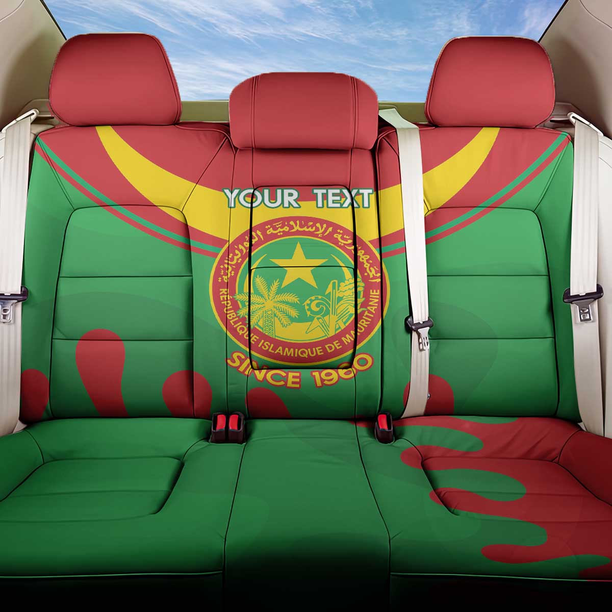 Personalized Mauritania Back Car Seat Cover Map Flag - Independence Day 1960