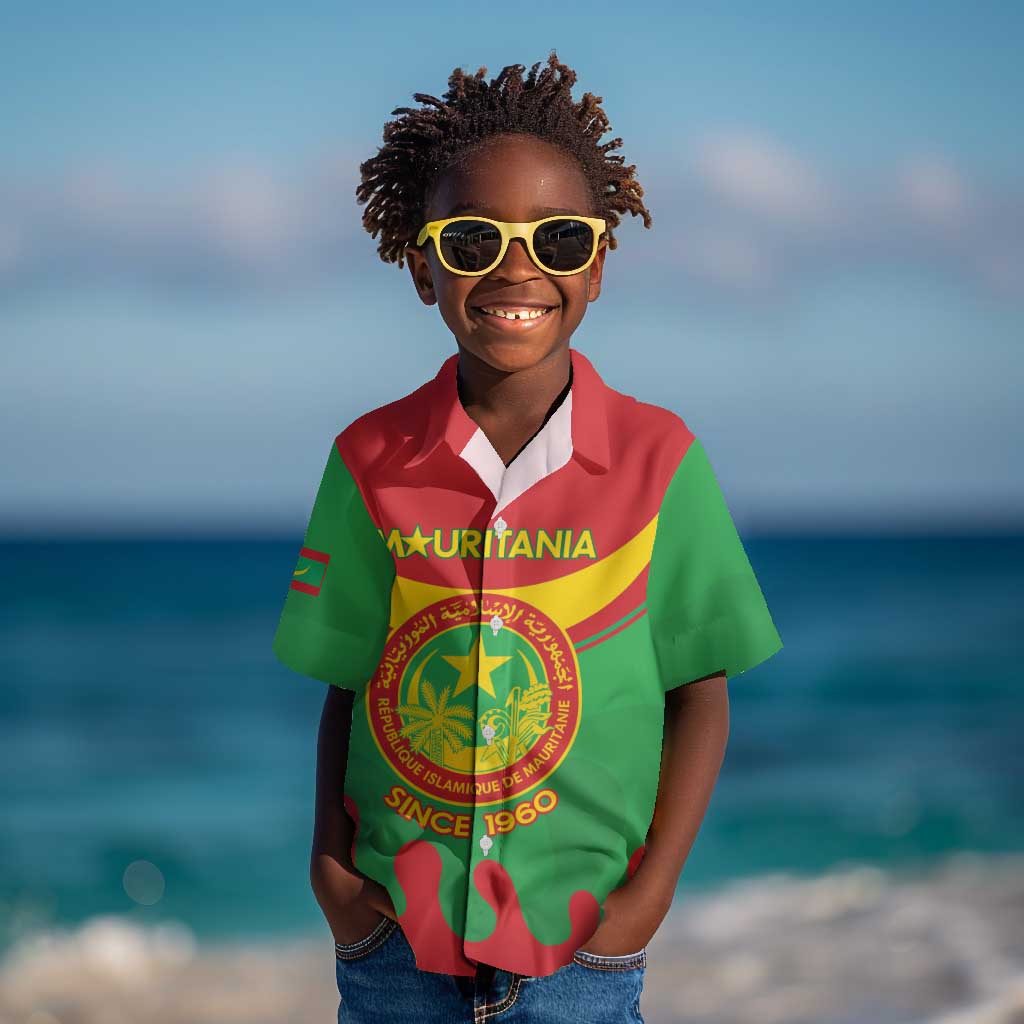 Personalized Mauritania Kid Hawaiian Shirt Map Flag - Independence Day 1960