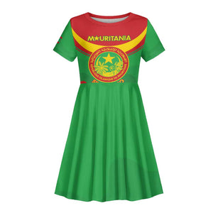 Personalized Mauritania Kid Short Sleeve Dress Map Flag - Independence Day 1960