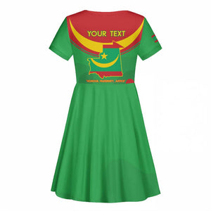 Personalized Mauritania Kid Short Sleeve Dress Map Flag - Independence Day 1960