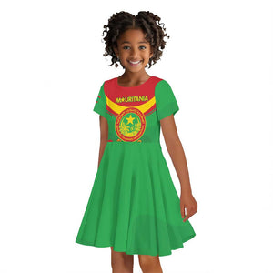 Personalized Mauritania Kid Short Sleeve Dress Map Flag - Independence Day 1960