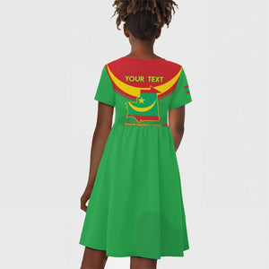 Personalized Mauritania Kid Short Sleeve Dress Map Flag - Independence Day 1960