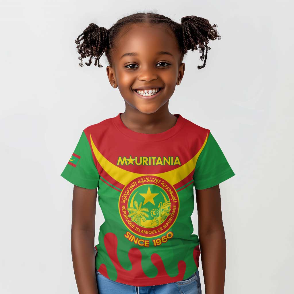 Personalized Mauritania Kid T shirt Map Flag - Independence Day 1960