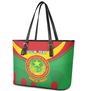 Personalized Mauritania Leather Tote Bag Map Flag - Independence Day 1960