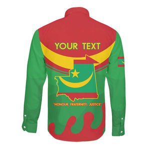 Personalized Mauritania Long Sleeve Button Shirt Map Flag - Independence Day 1960